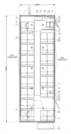 Схема планировки: Вахтовый автобус Камаз 43118-50 (32+2 места)